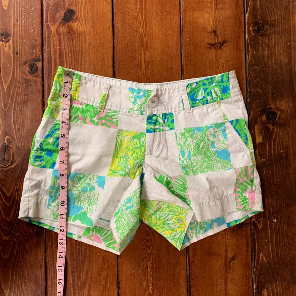 Lilly Pulitzer The Callahan Women's 0 Patchwork 100% Cotton Lioness Shorts GUC - Picture 12 of 16